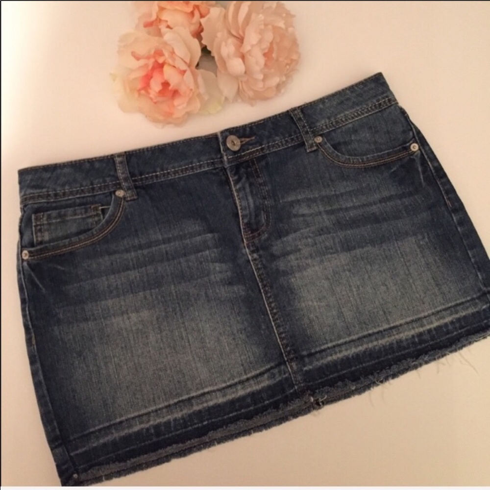 Distressed Denim Mini Skirt Blue Size 13 Juniors